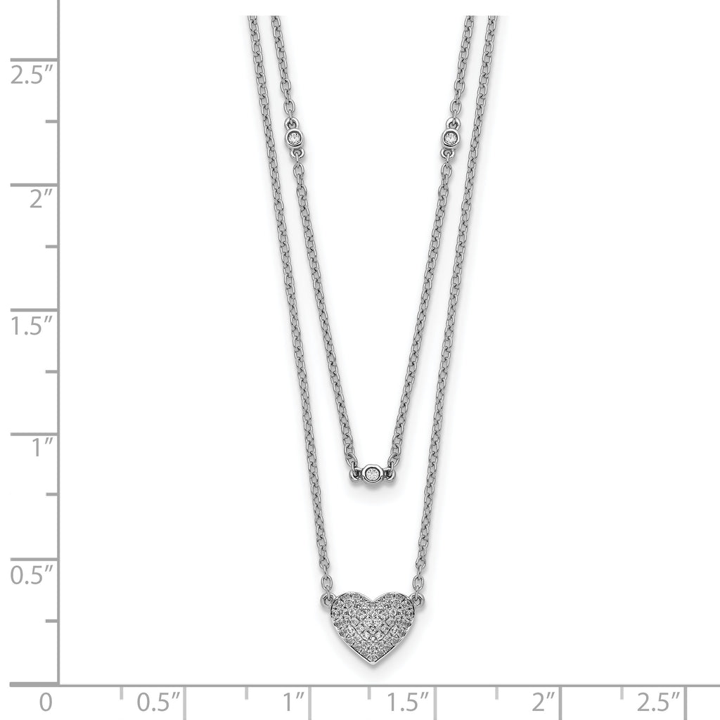 14k White Gold Double Strand Heart 18in Necklace