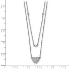 Cargar imagen en el visor de la galería, 14k White Gold Double Strand Heart 18in Necklace