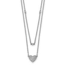 Cargar imagen en el visor de la galería, 14k White Gold Double Strand Heart 18in Necklace