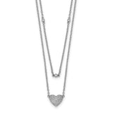 14k White Gold Double Strand Heart 18in Necklace