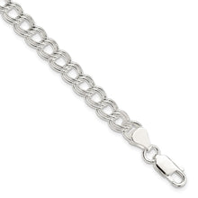 Load image into Gallery viewer, Sterling Silver 7mm Double Link Charm Bracelet