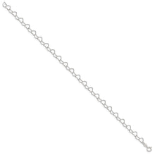 Cargar imagen en el visor de la galería, Sterling Silver 0.6mm Fancy Heart Link Anklet