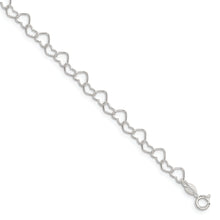 Load image into Gallery viewer, Sterling Silver 0.6mm Fancy Heart Link Anklet