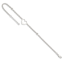 Cargar imagen en el visor de la galería, Sterling Silver 9in Plus 1 in ext Heart Anklet