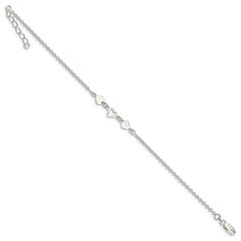 Load image into Gallery viewer, Sterling Silver 8 inch Plus 1in ext.Heart Link Anklet