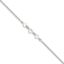 Load image into Gallery viewer, Sterling Silver 8 inch Plus 1in ext.Heart Link Anklet