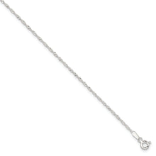 Cargar imagen en el visor de la galería, Sterling Silver 1.3mm Singapore 9in Plus 1in ext. Chain Anklet