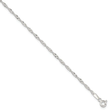 Cargar imagen en el visor de la galería, Sterling Silver 2mm Singapore 9in Plus 1in ext. Chain Anklet