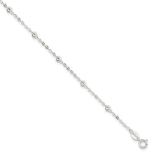 Cargar imagen en el visor de la galería, Sterling Silver 1mm Beaded Chain 9in Plus 1in ext. Anklet