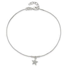 Cargar imagen en el visor de la galería, Sterling Silver CZ Star and Beads 9in Plus 1in Ext. Anklet