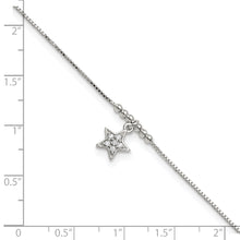 Cargar imagen en el visor de la galería, Sterling Silver CZ Star and Beads 9in Plus 1in Ext. Anklet