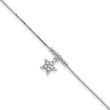 Load image into Gallery viewer, Sterling Silver CZ Star and Beads 9in Plus 1in Ext. Anklet