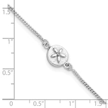 Load image into Gallery viewer, Sterling Silver with CZ Sand Dollar 9in Plus 1 in Ext. Anklet