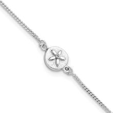 Load image into Gallery viewer, Sterling Silver with CZ Sand Dollar 9in Plus 1 in Ext. Anklet