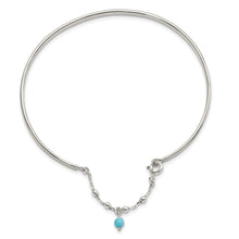 Cargar imagen en el visor de la galería, Sterling Silver Turquoise Bead Bangle Anklet