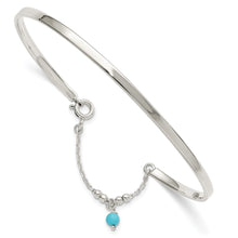 Cargar imagen en el visor de la galería, Sterling Silver Turquoise Bead Bangle Anklet