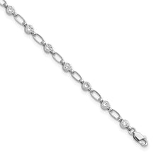 Load image into Gallery viewer, Sterling Silver Rhodium-plated Polished CZ Anklet