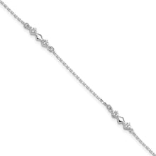 Cargar imagen en el visor de la galería, Sterling Silver CZ 3-Diamond Shapes 9in Plus 1 in Ext. Anklet