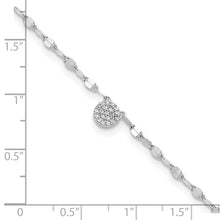 Load image into Gallery viewer, Sterling Silver Rhodium-plated Polished CZ Anklet