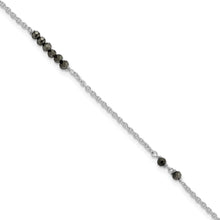 Cargar imagen en el visor de la galería, Sterling Silver Black CZ Beads 9in Plus 1 in Ext. Anklet