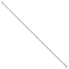 Load image into Gallery viewer, Sterling Silver Bezel CZ 2-Strand 9in Plus 1 in Ext. Anklet