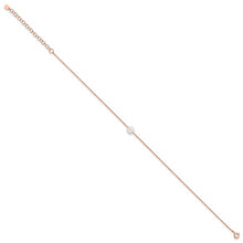 Cargar imagen en el visor de la galería, Sterling Silver Rose-tone White Created Opal 9in Plus 2 in ext. Anklet