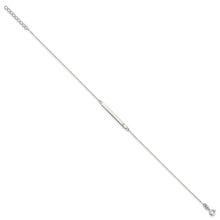 Cargar imagen en el visor de la galería, Sterling Silver Polished Crystal Bar 9in Plus 1in ext Anklet