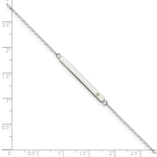 Load image into Gallery viewer, Sterling Silver Polished Crystal Bar 9in Plus 1in ext Anklet