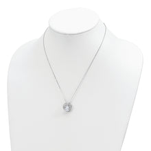 Cargar imagen en el visor de la galería, Sterling Silver Rhodium-plated Polished CZ w/2 in ext. Necklace