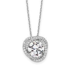 Cargar imagen en el visor de la galería, Sterling Silver Rhodium-plated Polished CZ w/2 in ext. Necklace