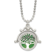 Load image into Gallery viewer, Sterling Silver Polished Reversible Enameled Tree of Life Necklace