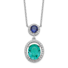 Cargar imagen en el visor de la galería, Sterling Silver Rhodium-plated CZ Glass Stone Dangle Pendant Necklace