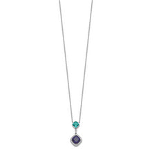 Load image into Gallery viewer, Sterling Silver Rhodium-plated CZ Glass Stone Dangle Pendant Necklace