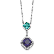 Cargar imagen en el visor de la galería, Sterling Silver Rhodium-plated CZ Glass Stone Dangle Pendant Necklace