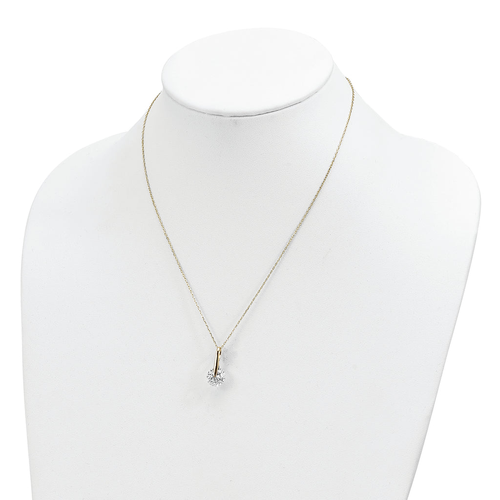 Sterling Silver Gold-tone CZ w/2 in ext. Necklace