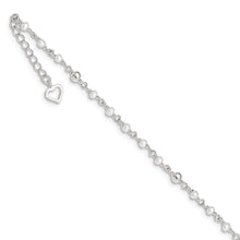 Cargar imagen en el visor de la galería, Sterling Silver Polished 9in Plus 1in ext FWC Pearl and Heart Anklet