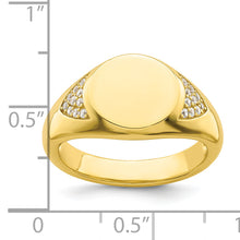 Load image into Gallery viewer, Sterling Silver CZ Gold-tone Signet Ring