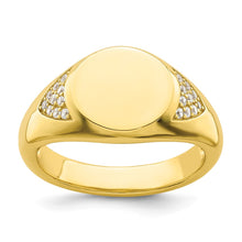 Load image into Gallery viewer, Sterling Silver CZ Gold-tone Signet Ring