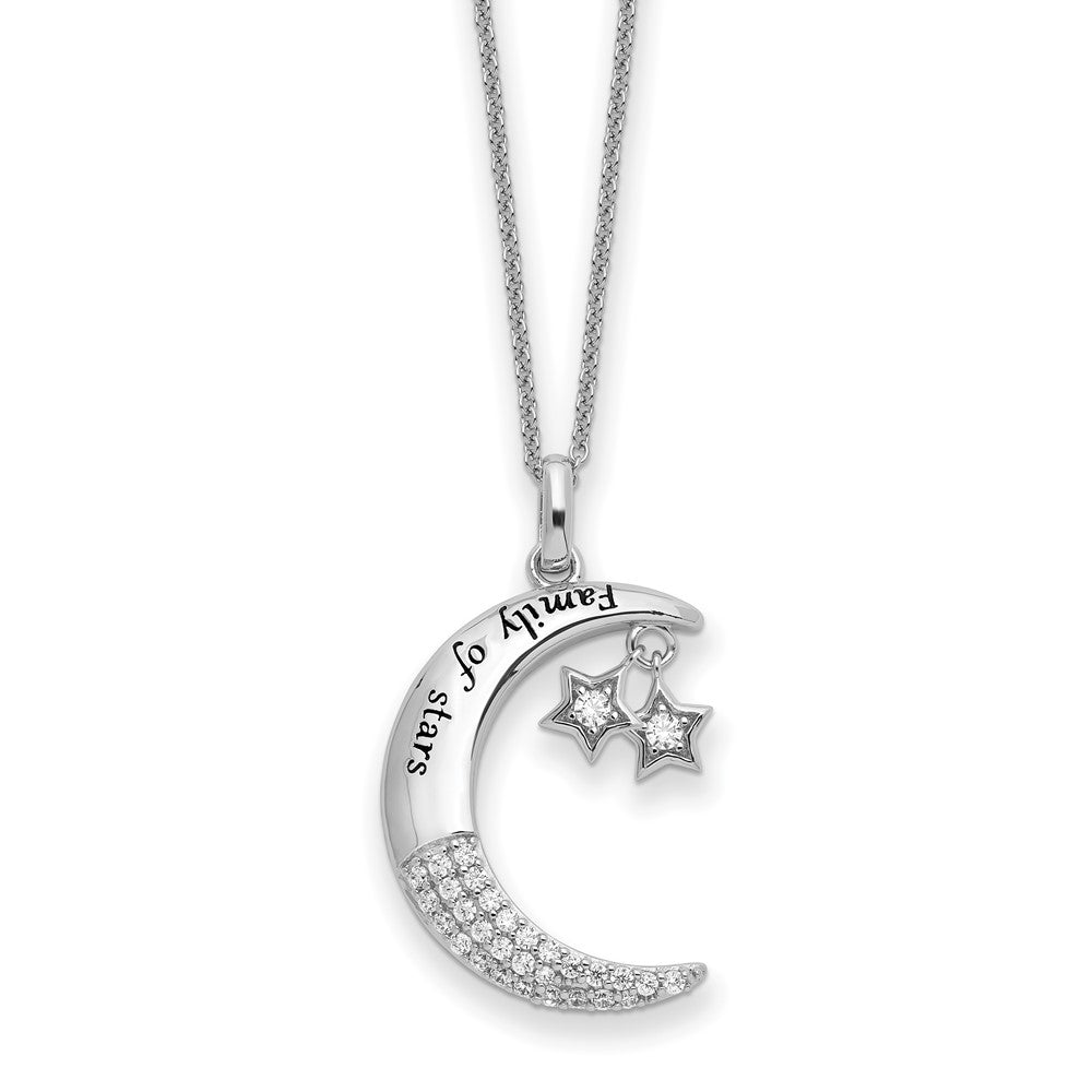 Sterling Silver CZ Antiqued Family Of Stars 18in Necklace