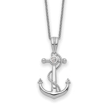 Load image into Gallery viewer, Sterling Silver CZ My Mother My Anchor 18in Necklace