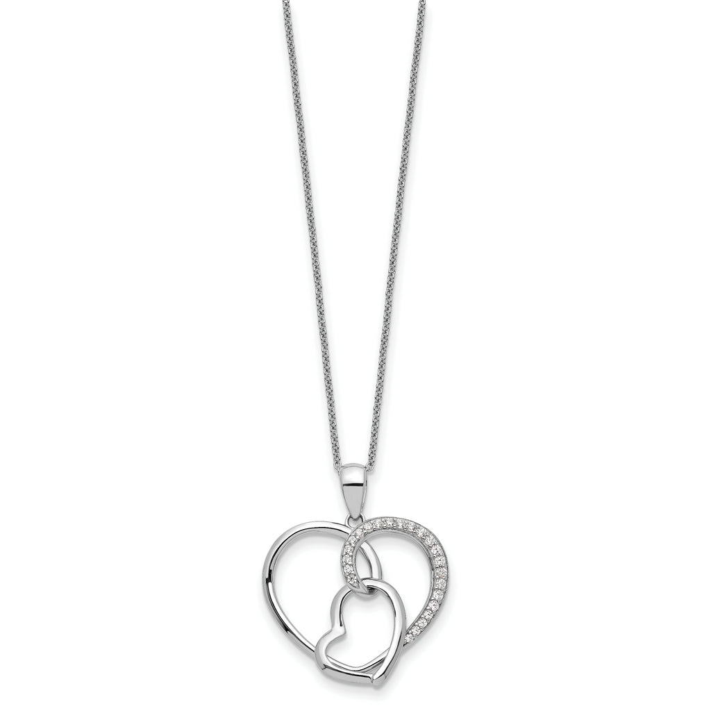 Sterling Silver CZ Together In Love 18in Necklace