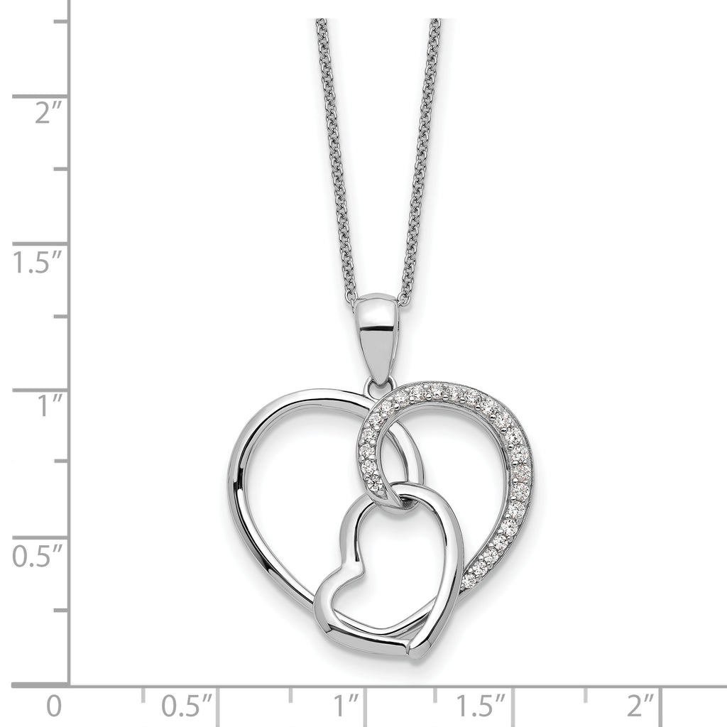 Sterling Silver CZ Together In Love 18in Necklace