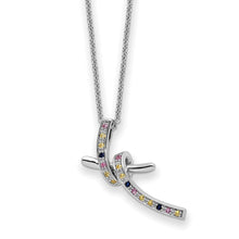 Cargar imagen en el visor de la galería, Sterling Silver CZ &amp; Created Pink Sapphire Dancing With Joy 18in Necklace