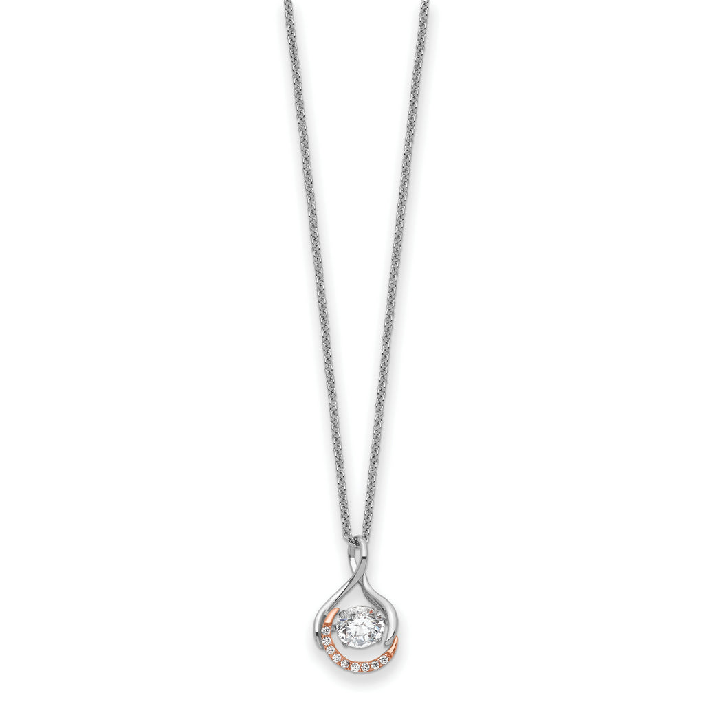 Sterling Silver and Rose-Tone Vibrant CZ Warm Embrace 18in Necklace