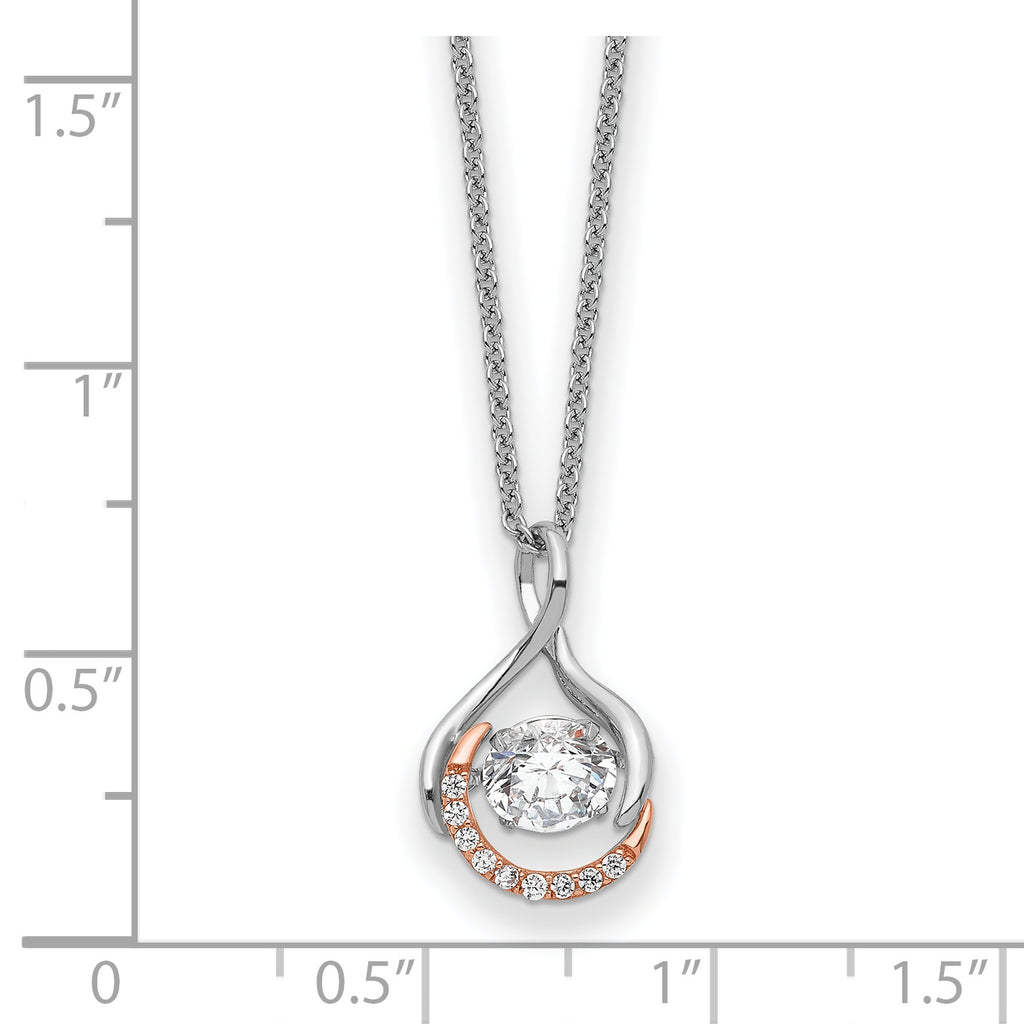 Sterling Silver and Rose-Tone Vibrant CZ Warm Embrace 18in Necklace