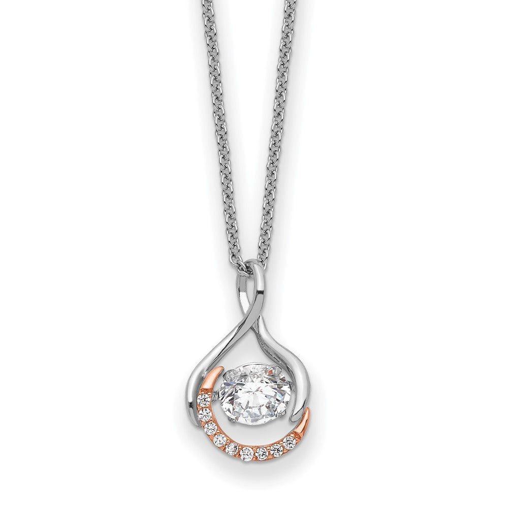 Sterling Silver and Rose-Tone Vibrant CZ Warm Embrace 18in Necklace