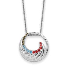 Cargar imagen en el visor de la galería, Sterling Silver Multi-color CZ Color Me Happy Circle 18in Necklace