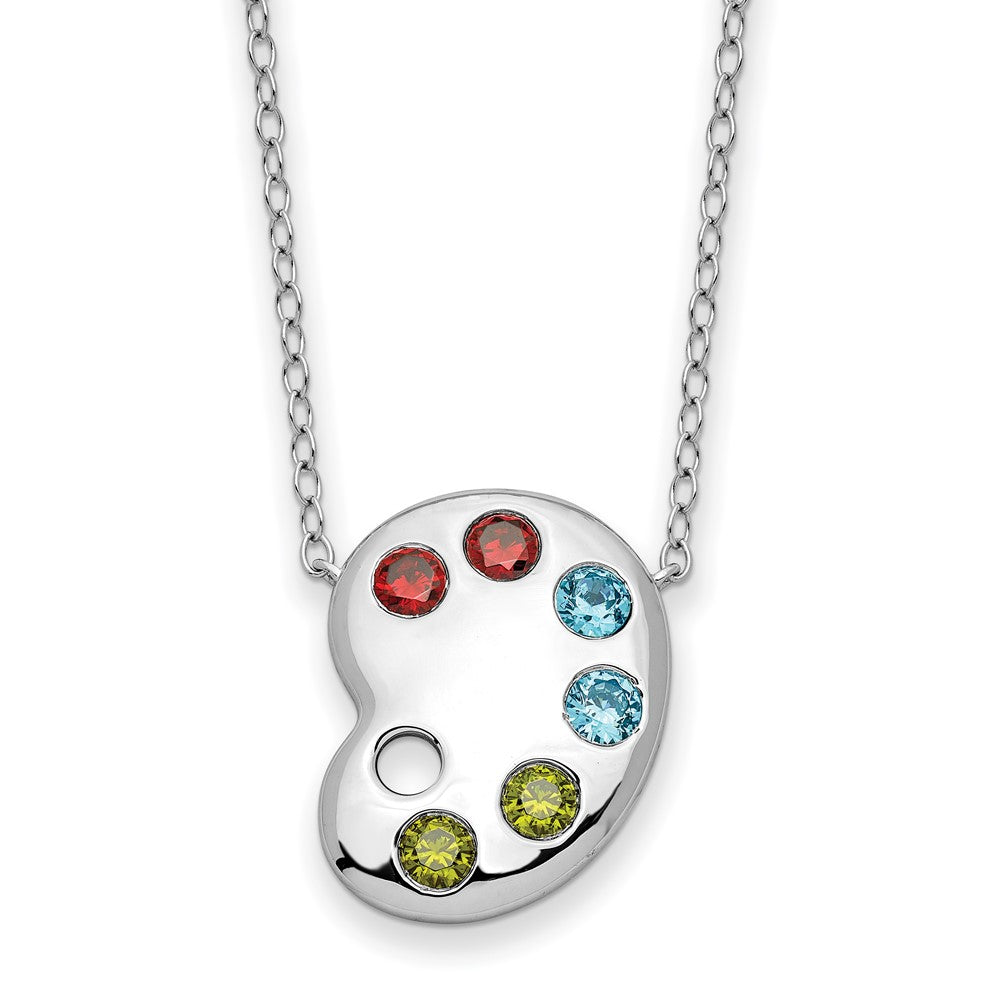 Sterling Silver Multi-color CZ Color Me Happy Pallet 18in Necklace