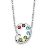 Sterling Silver Multi-color CZ Color Me Happy Pallet 18in Necklace