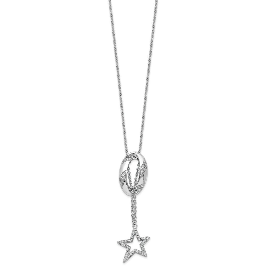 Sterling Silver CZ Catch a Falling Star 18in Necklace